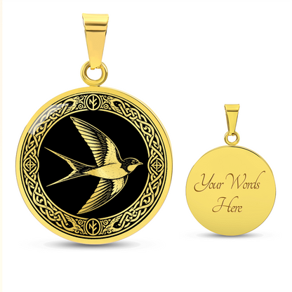 Personalized swallow necklace with optional back engraving