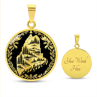 Maine Moose Necklace – Wilderness Woodcut Pendant
