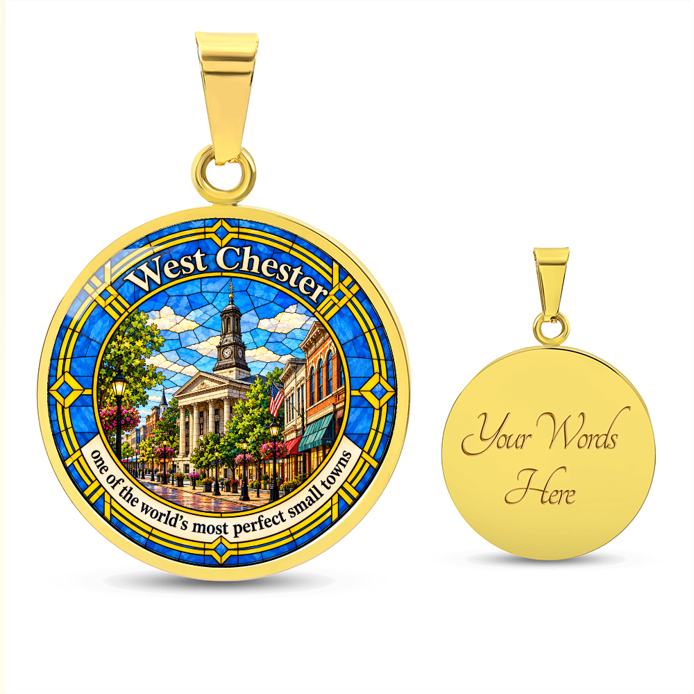 West Chester PA Necklace – Stained Glass Courthouse Pendant