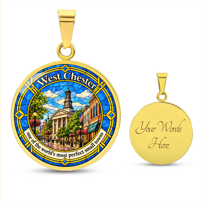 West Chester PA Necklace – Stained Glass Courthouse Pendant