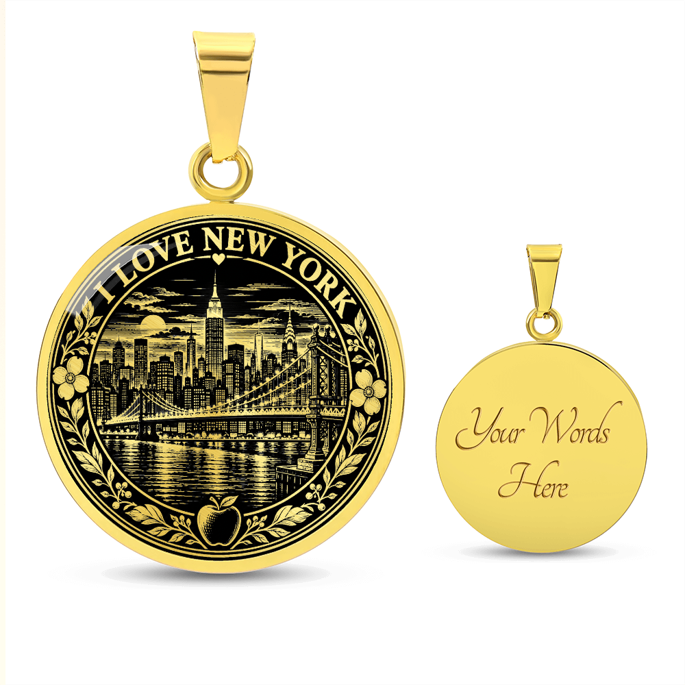 New York City Necklace – Vintage Linocut NYC Pendant