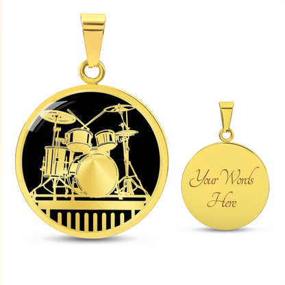 Gold Drum Kit Necklace – Black & Gold Drummer Pendant