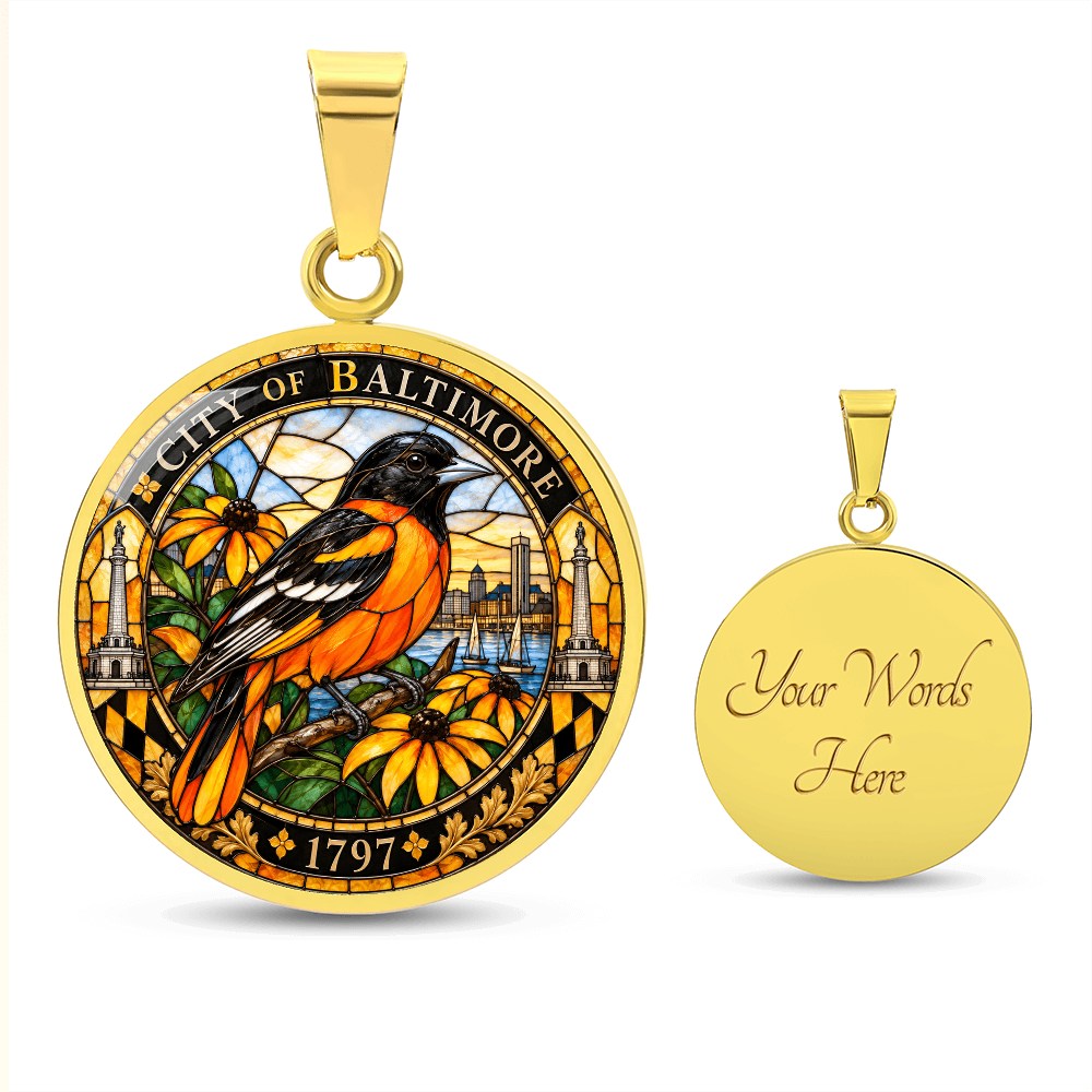 Baltimore Oriole Necklace – Stained Glass Maryland Pendant