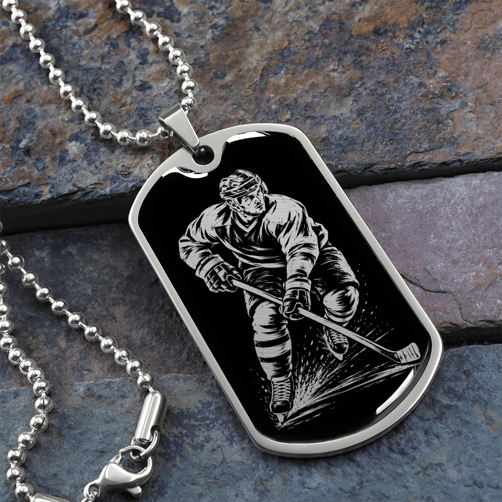 Ice Hockey Player Dog Tag Necklace – Hockey Gift