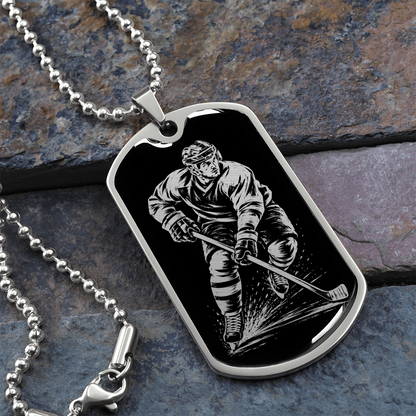 Ice Hockey Player Dog Tag Necklace – Hockey Gift