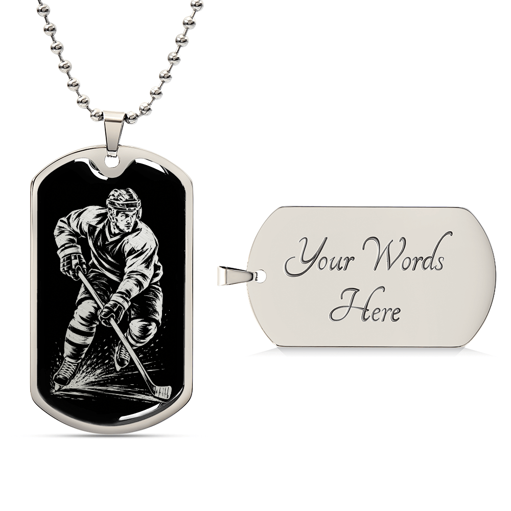 Ice Hockey Player Dog Tag Necklace – Hockey Gift