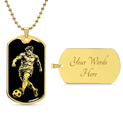 Soccer Player Dog Tag Necklace – Football Gift for Him