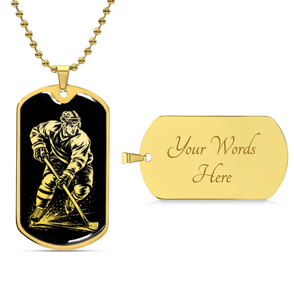 Ice Hockey Player Dog Tag Necklace – Hockey Gift