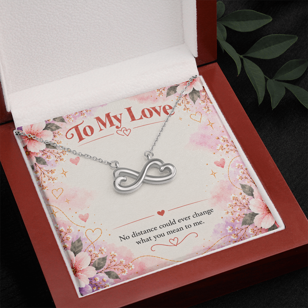 Long Distance Love Necklace – Infinity Hearts Message Card Gift