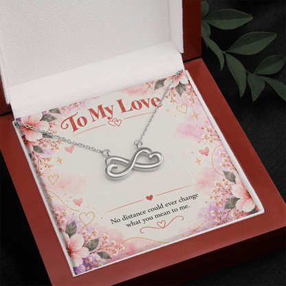 Long Distance Love Necklace – Infinity Hearts Message Card Gift