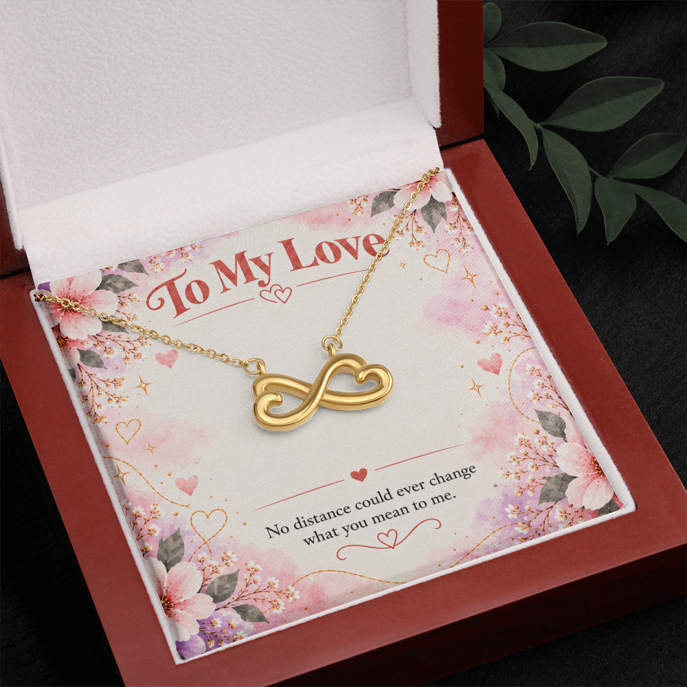 Long Distance Love Necklace – Infinity Hearts Message Card Gift