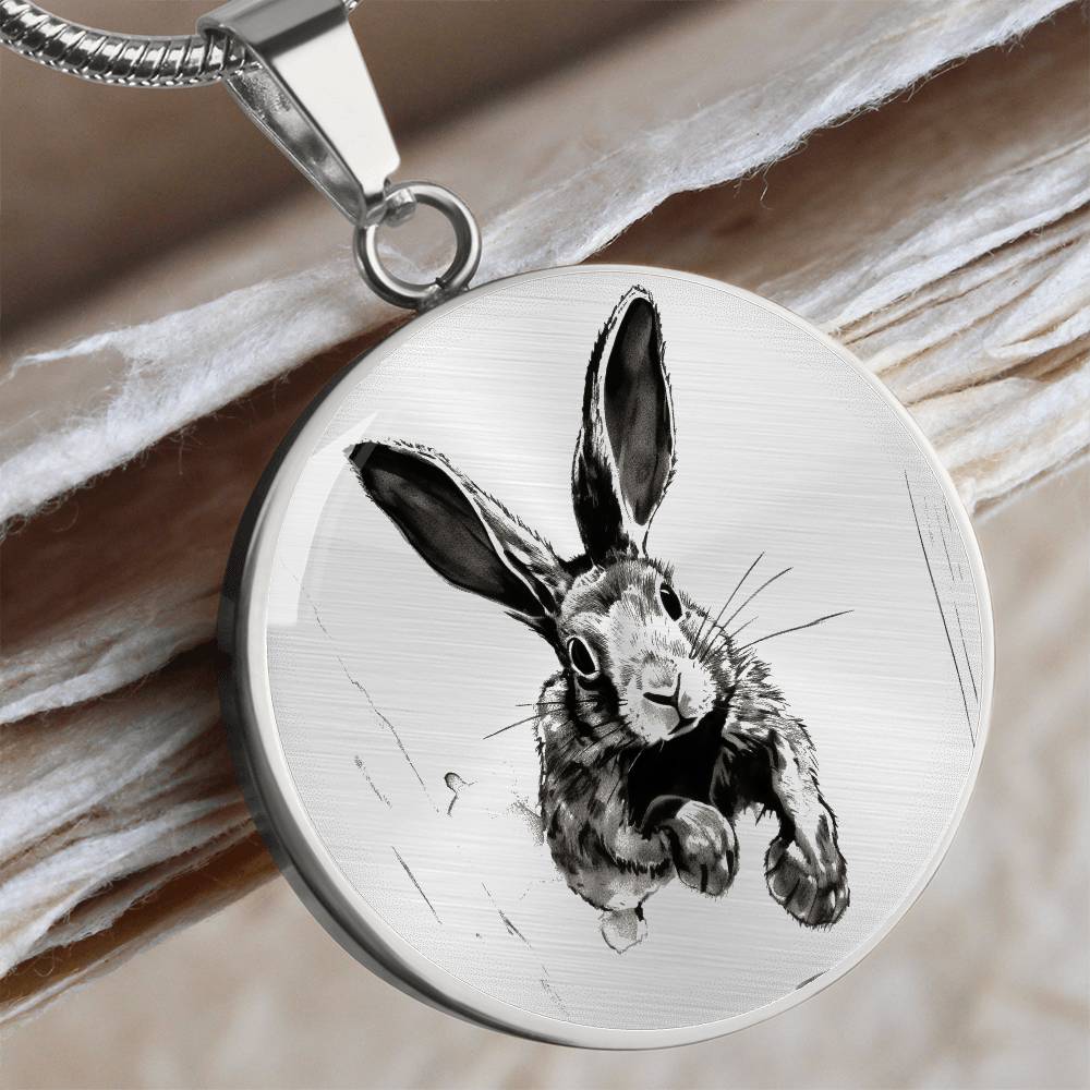 Hare Pendant Necklace – Engravable Silver or Gold Keepsake