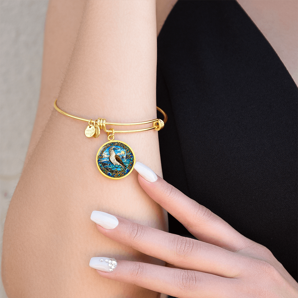 Booby bird bracelet worn on wrist