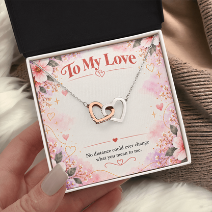 Interlocking Hearts Necklace – Long Distance Love Gift
