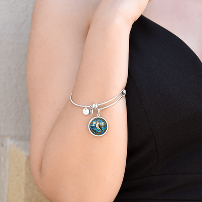 Booby bird bracelet worn on wrist