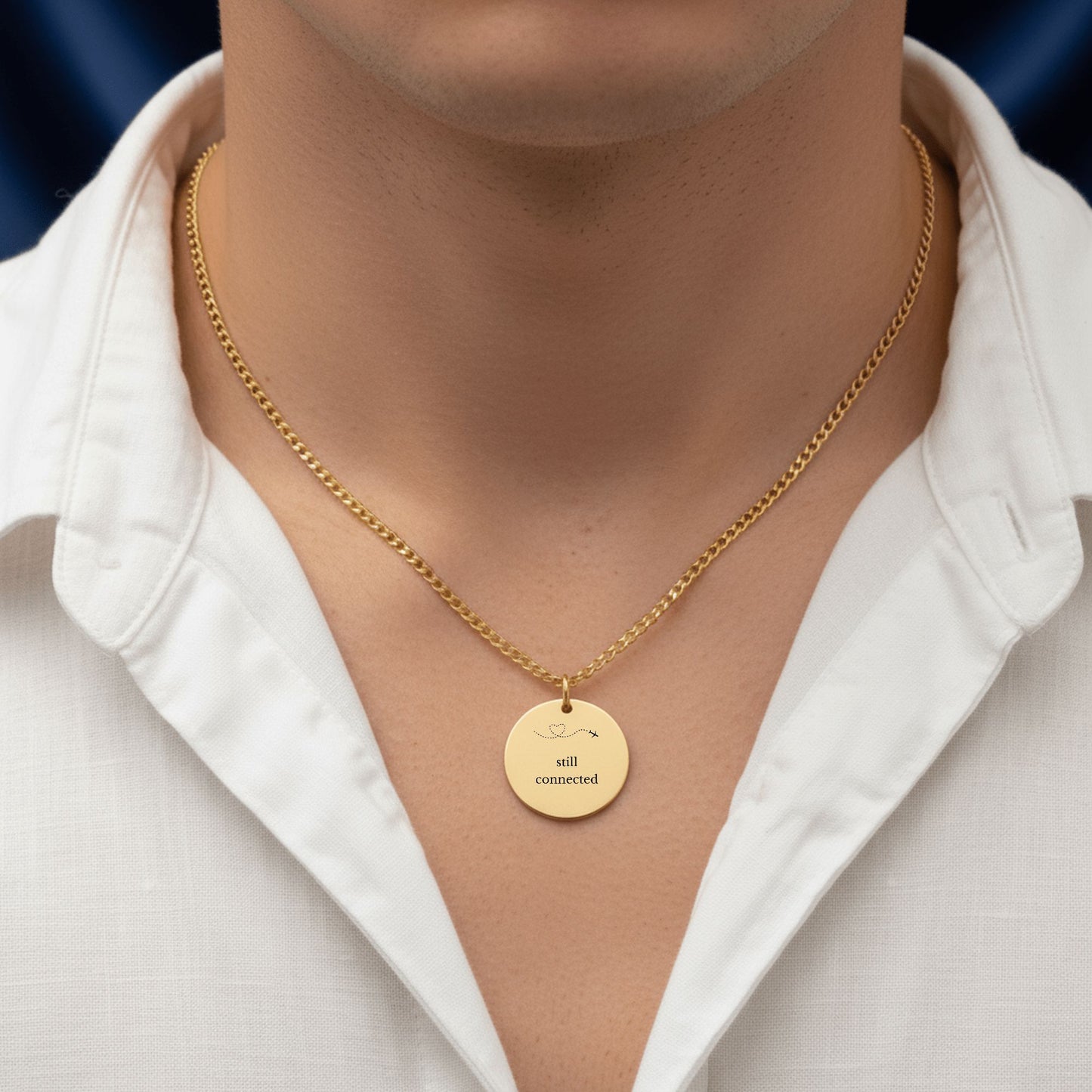 Still Connected Necklace – Long Distance Relationship Gift, Personalized Engraved Pendant (Across Miles)