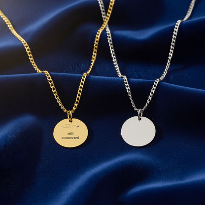 Still Connected Necklace – Long Distance Relationship Gift, Personalized Engraved Pendant (Across Miles)