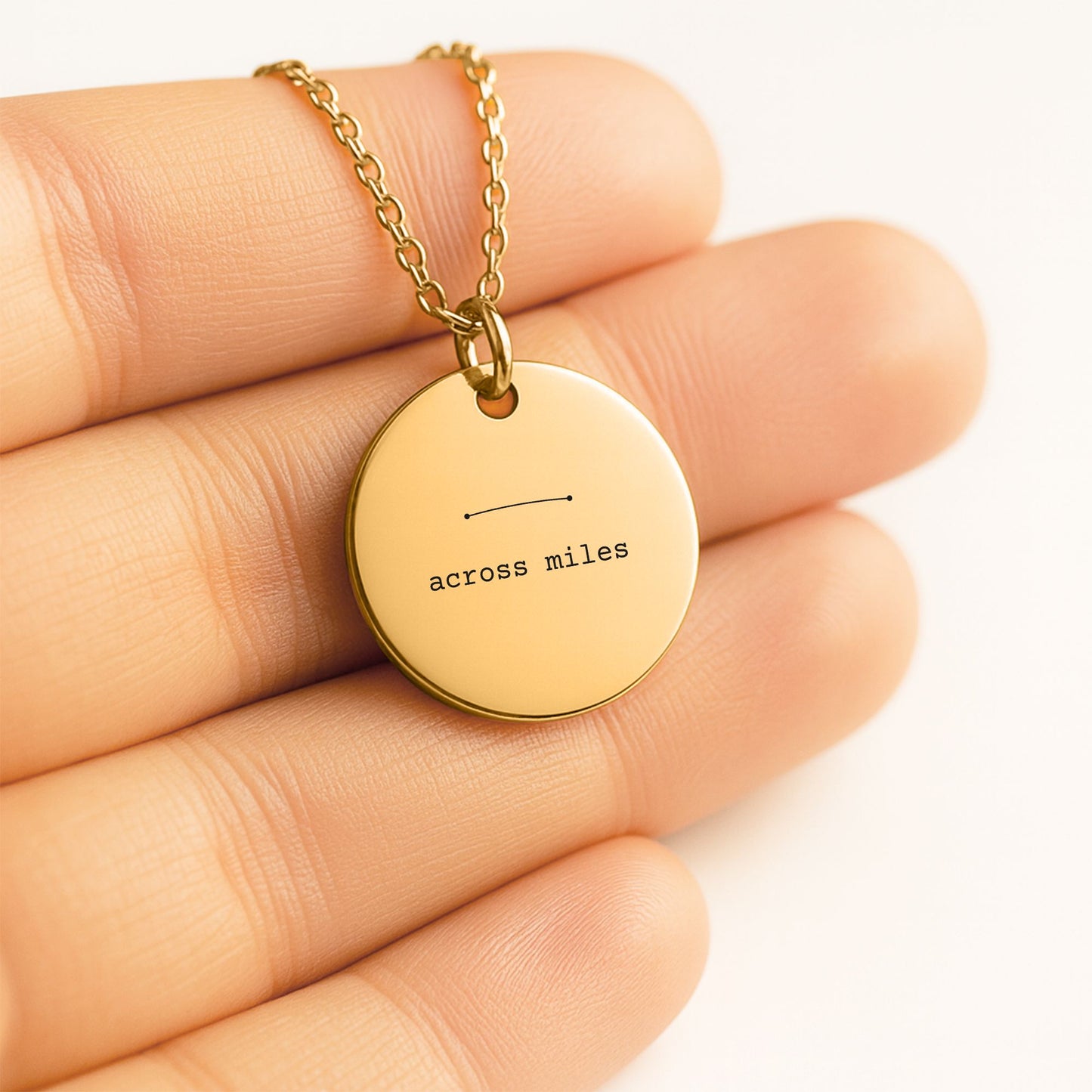 Across Miles Necklace – Minimalist Long Distance Love Keepsake
