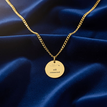 Still Connected Necklace – Long Distance Relationship Gift, Personalized Engraved Pendant (Across Miles)
