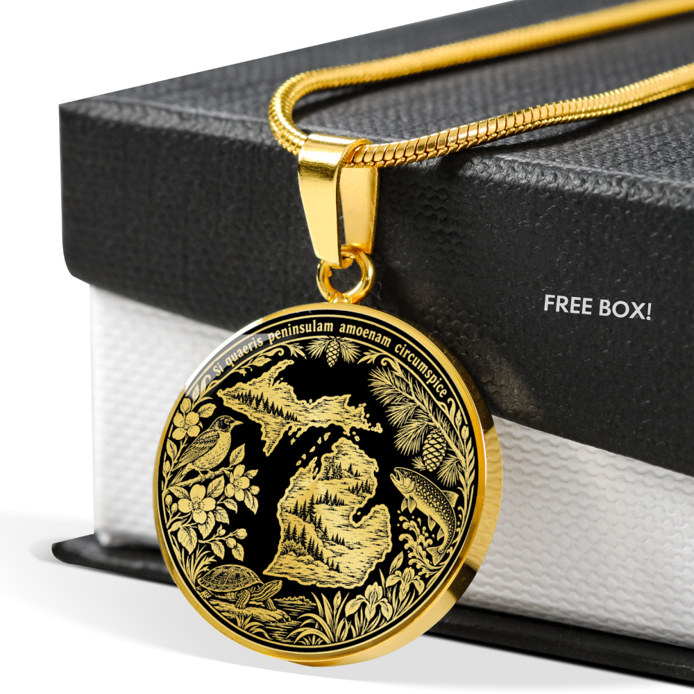 Michigan State Necklace – Great Lakes Wildlife Pendant